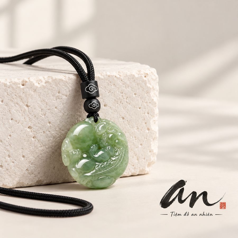 Tỳ Hưu xanh ngọc bên khối đá